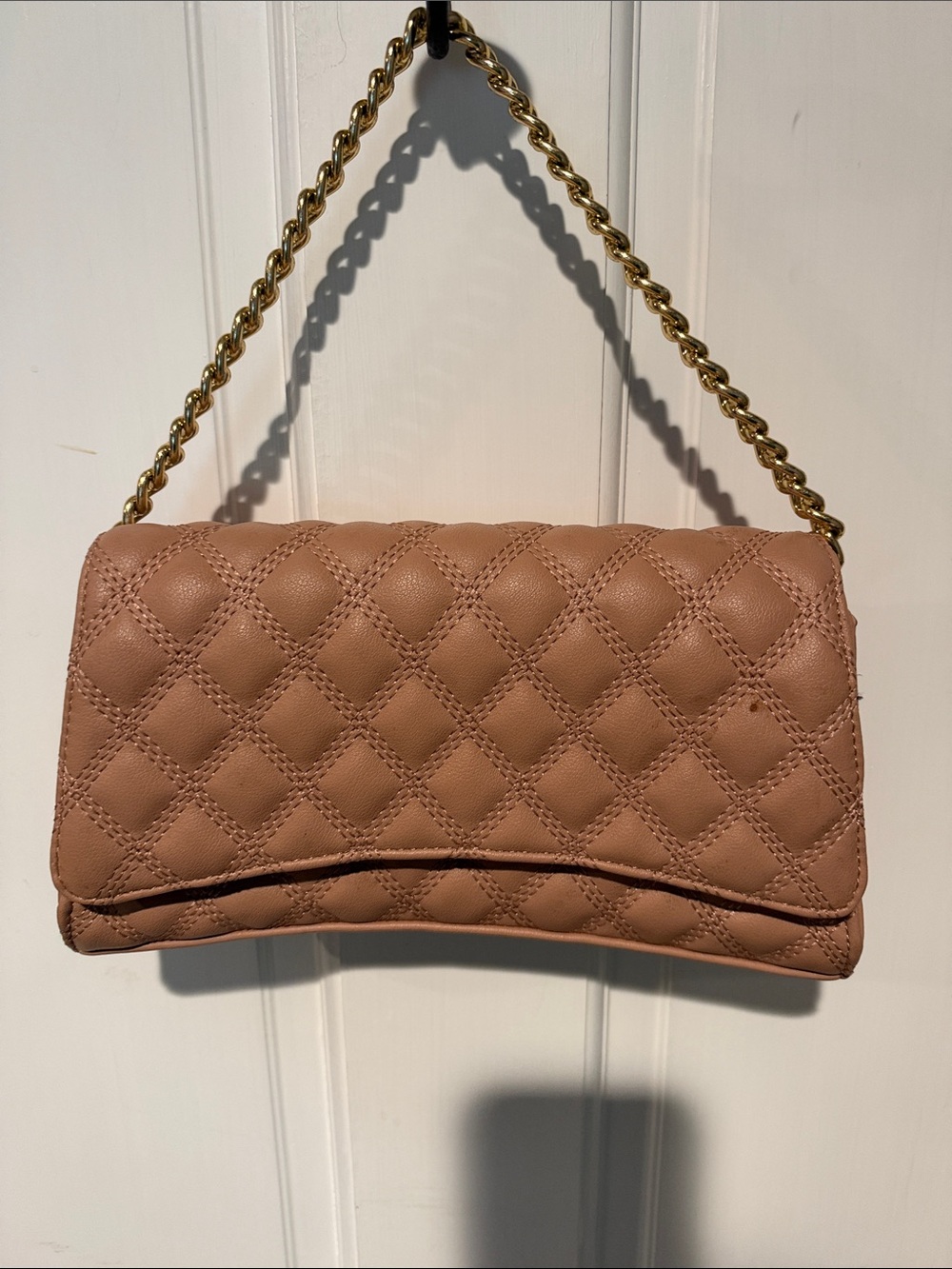 Quilted Chain-Handle Shoulder Bag - Blush Pink